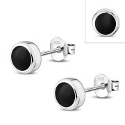 Black Onyx Sterling Silver Stud Earrings - e407